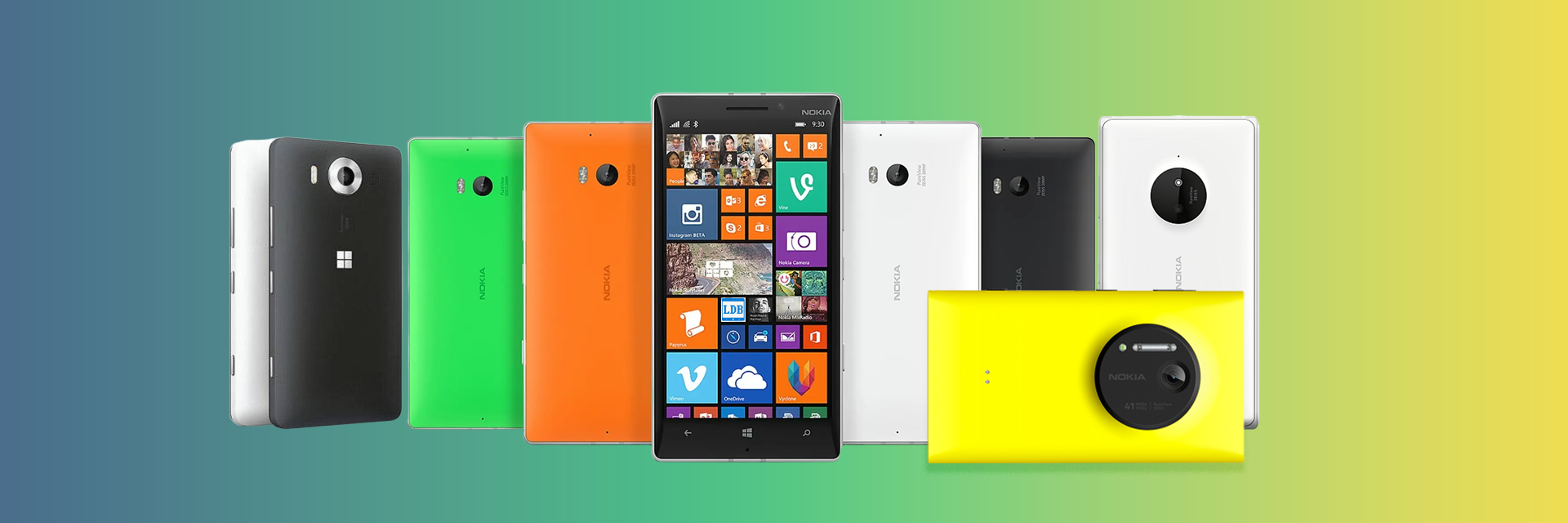 A collection of various Lumia phones