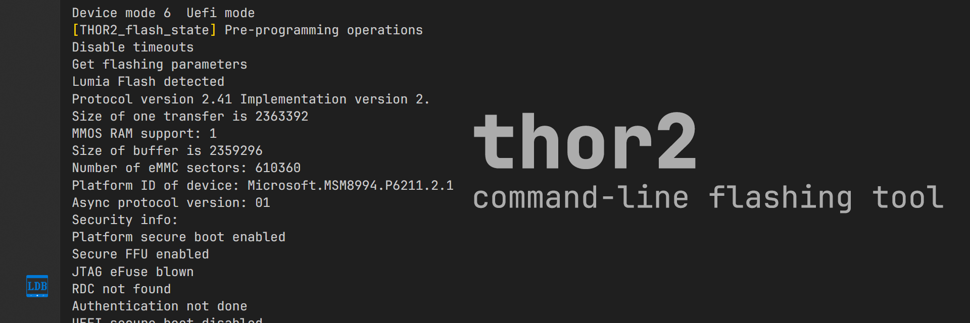 Command line interface showing code
